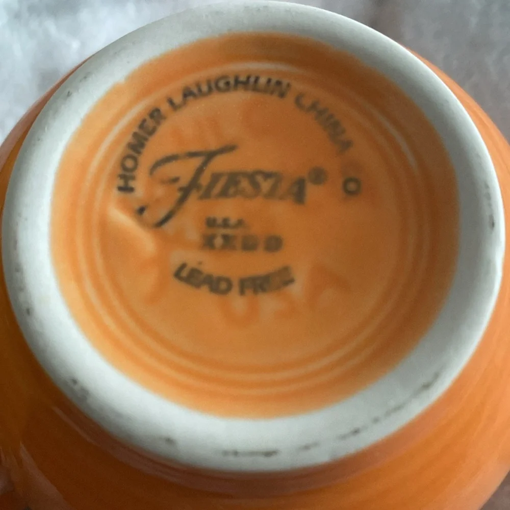 Fiesta Homer Laughlin Orange Teacup Set Saucers Cups Lead Free USA‎ made